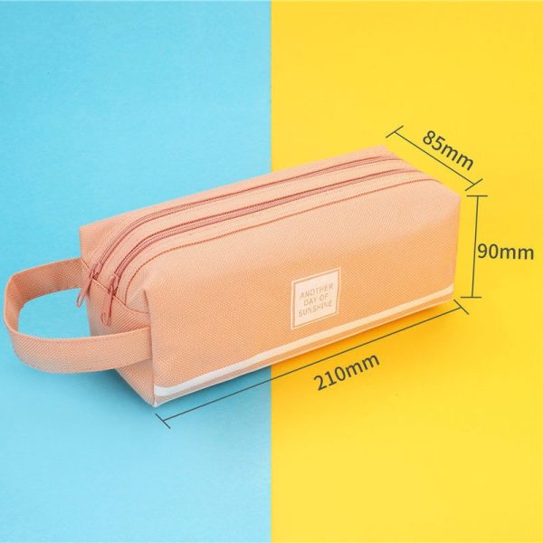 Túi bút vải Canvas màu Pastel sọc trắng TB06 - Hồng