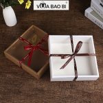 Hộp kraft vuông nắp mica trong suốt H13 - Sz L nâu