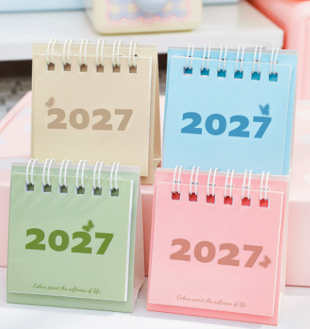 Lịch để bàn mini năm 2027 K139 - Màu pastel