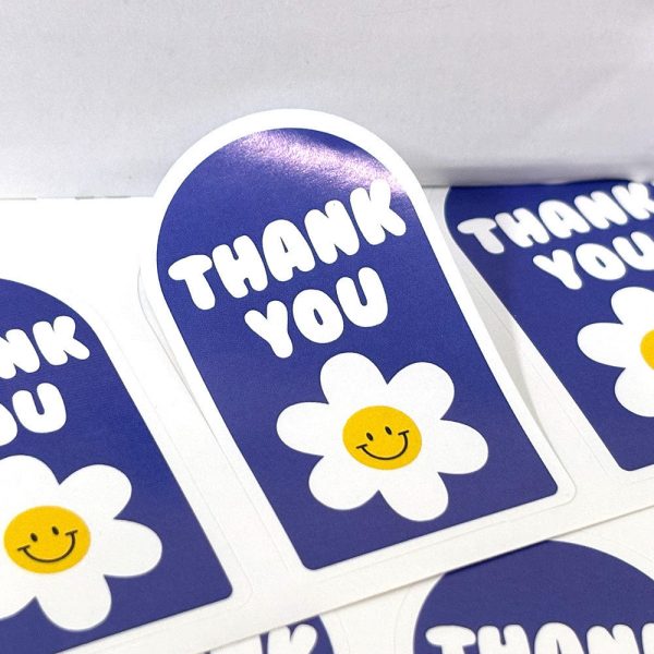 100 tem Thank you 3×5cm hoa daisy, đa sắc TE68–TE69