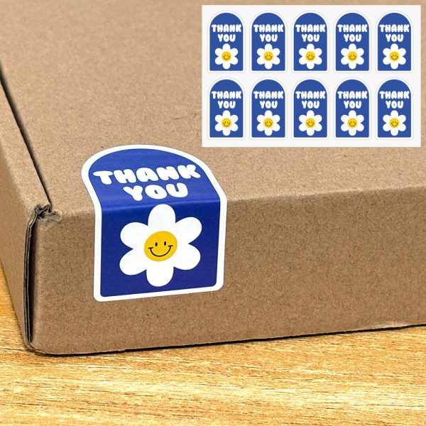 100 tem Thank you 3×5cm hoa daisy, đa sắc TE68–TE69