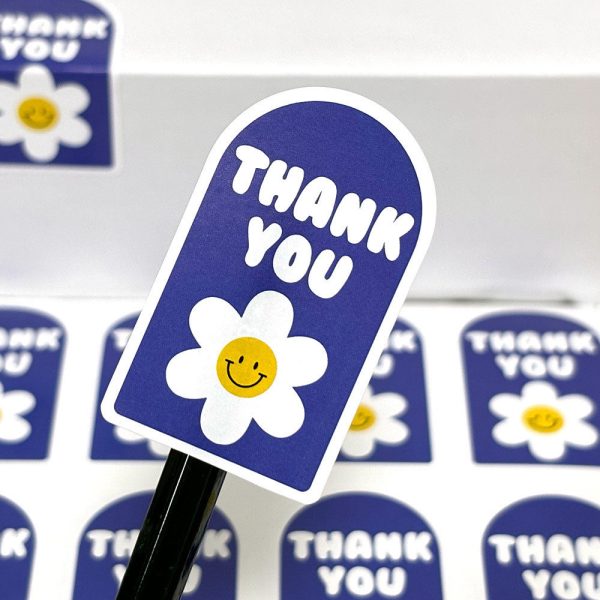 100 tem Thank you 3×5cm hoa daisy, đa sắc TE68–TE69