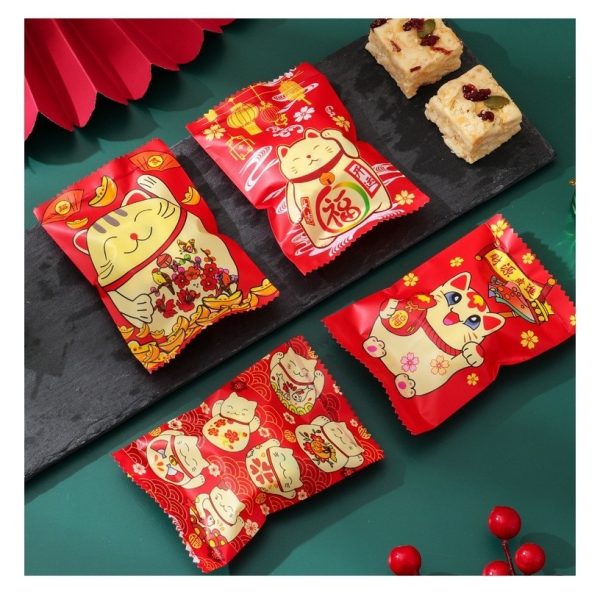 100 túi bánh kẹo hàn miệng 7×10cm TP07 - Mèo phú quý