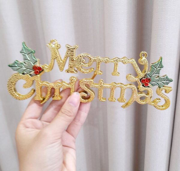 Biển chữ Merry Christmas cổ điển trang trí - 20cm - vàng