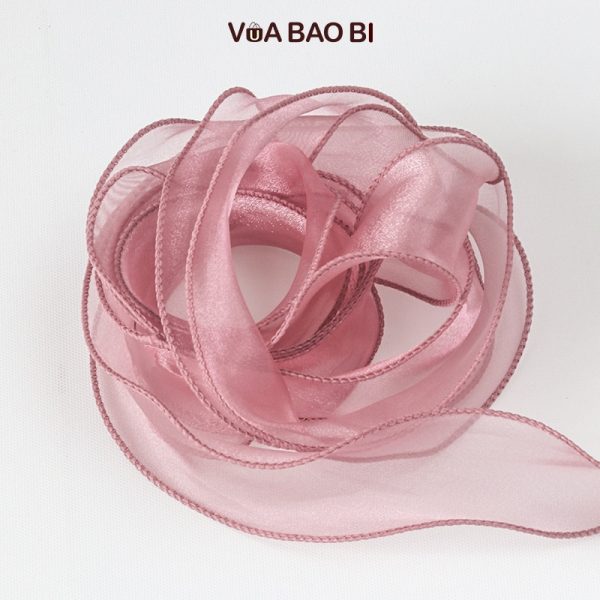 Ruy băng nơ voan cuộn 10m bản 4cm RB13 - Hồng vỏ đỗ
