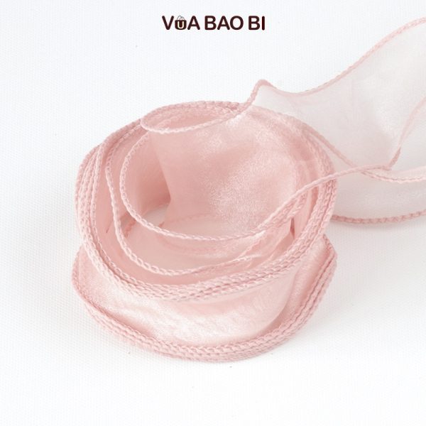 Ruy băng nơ voan cuộn 10m bản 4cm RB13 - Hồng phấn