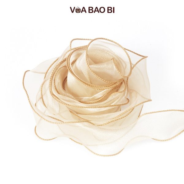 Ruy băng nơ voan cuộn 10m bản 4cm RB13 - Vàng đồng