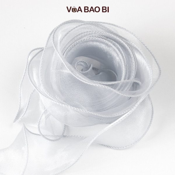 Ruy băng nơ voan cuộn 10m bản 4cm RB13 - Xám khói