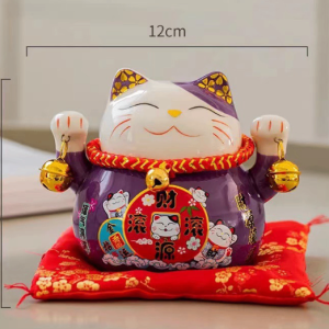 Mèo thần tài tím chiêu vận tài lộc 10cm