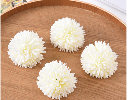 Đầu hoa vải trang trí nhiều loại: lan, mẫu đơn, hồng nhung, cúc - Cúc mẫu đơn 6,5cm - Trắng 1