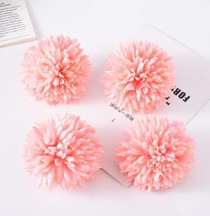 Đầu hoa vải trang trí nhiều loại: lan, mẫu đơn, hồng nhung, cúc - Cúc mẫu đơn 6,5cm - Hồng 3