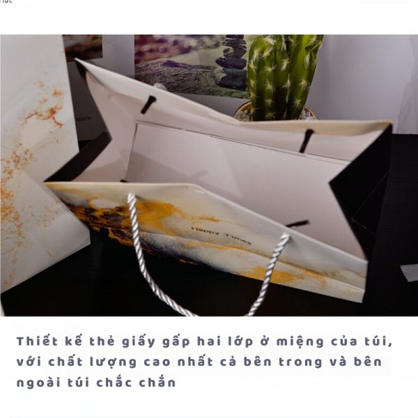 Túi quà vân đá cẩm thạch vàng, xanh lá TU31