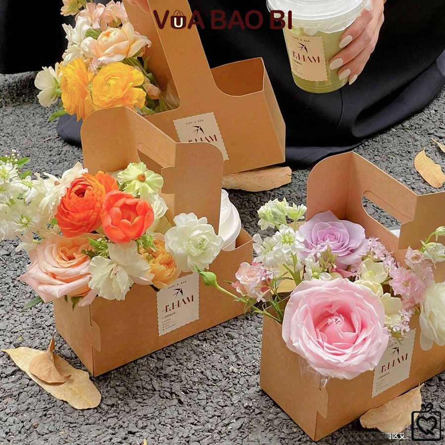 Hộp kraft take away đựng đồ uống H14