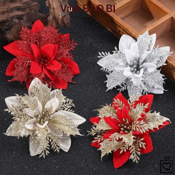 Hoa trạng nguyên vải kim tuyến 14cm