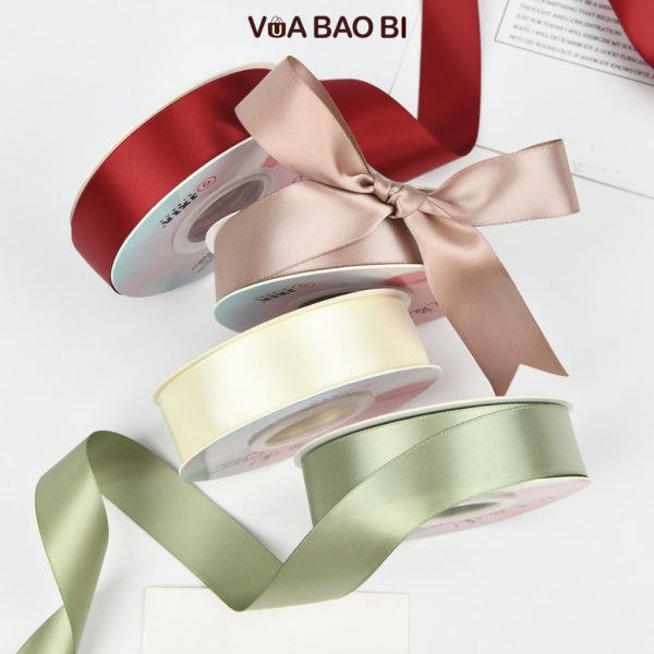 Ruy băng lụa pastel cao cấp bản 2,5cm cuộn 18m RB06