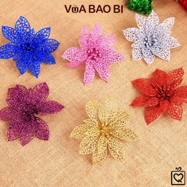 Hoa kim tuyến lưới nhũ trang trí Giáng sinh