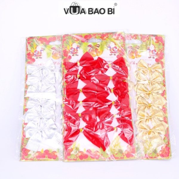 Túi 12 nơ nhũ 6cm trang trí (đỏ, bạc, vàng) - Vàng