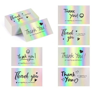 50 thẻ cảm ơn ánh kim hologram 9×5cm TE57