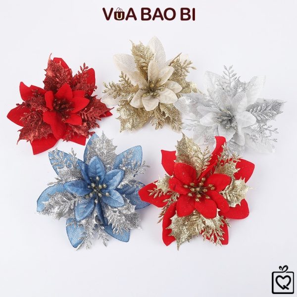 Hoa trạng nguyên vải kim tuyến 14cm