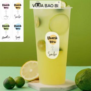 Sticker 100 tem Thank you màu sắc TE27
