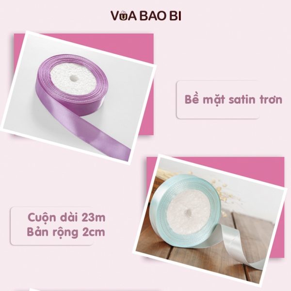 Ruy băng satin màu trơn bản 2cm cuộn 23m RB04