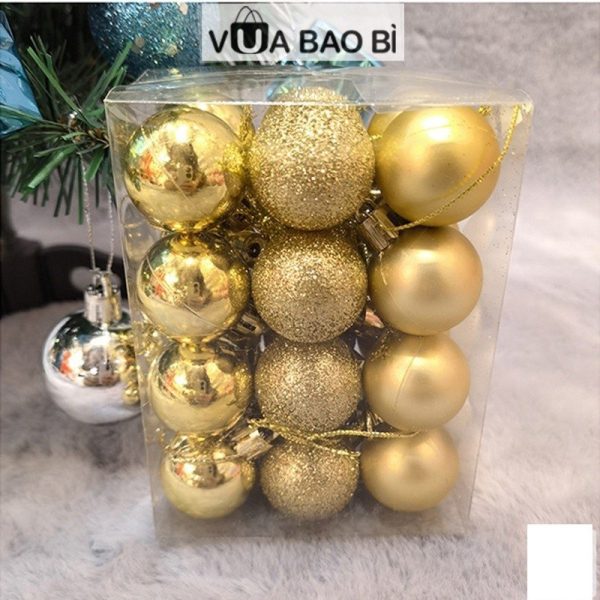 Hộp 24 quả châu 3cm trang trí cây thông