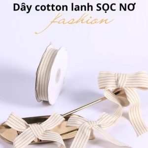 Ruy băng vải họa tiết sọc vintage bản 2cm cuộn 90m RB10