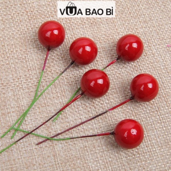Quả cherry nhân tạo trang trí cây thông (túi 10 quả)