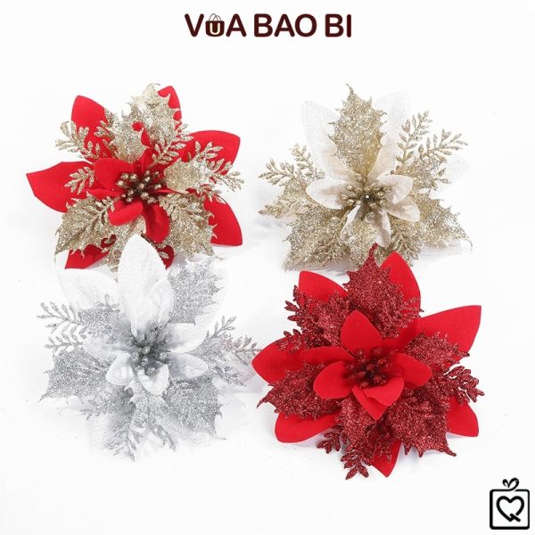 Hoa trạng nguyên vải kim tuyến 14cm