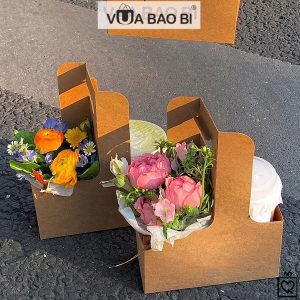 Hộp kraft take away đựng đồ uống H14