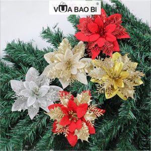 Hoa trạng nguyên vải kim tuyến 14cm