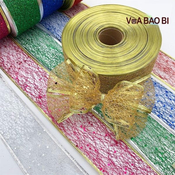 Ruy băng lưới kim tuyến RB08 (bán theo mét)