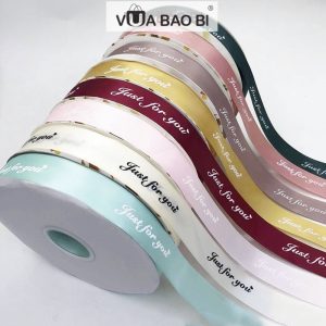 Ruy băng satin in chữ bản 2,5cm cuộn 84m RB02
