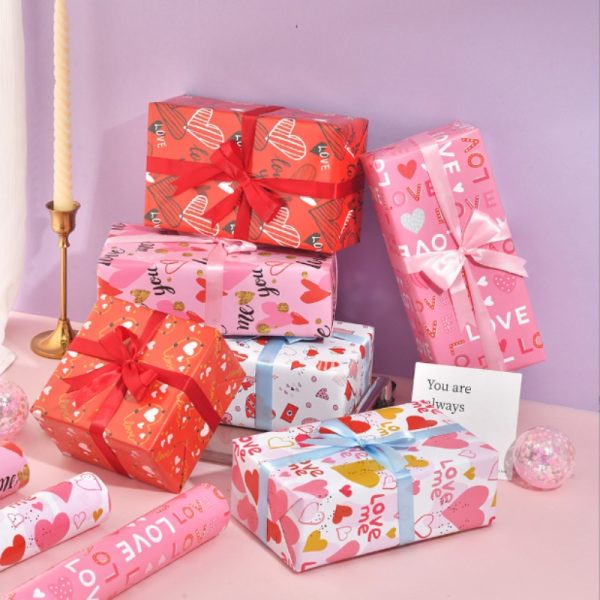 Giấy gói quà trái tim G10 (5 tờ 50×70cm)