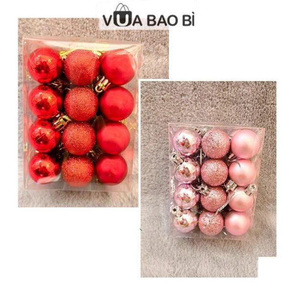 Hộp 24 quả châu 3cm trang trí cây thông