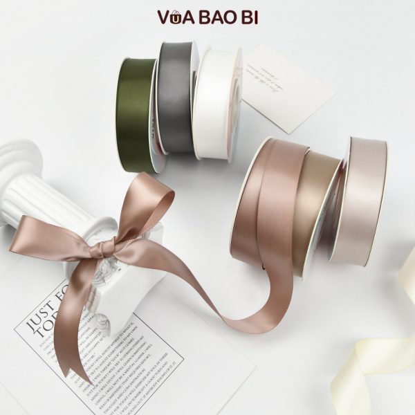 Ruy băng lụa pastel cao cấp bản 2,5cm cuộn 18m RB06