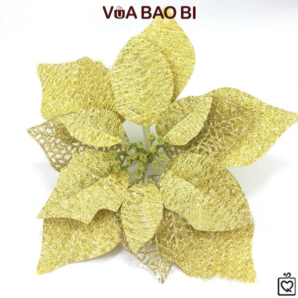 Hoa trạng nguyên kim tuyến trang trí Giáng sinh 22cm