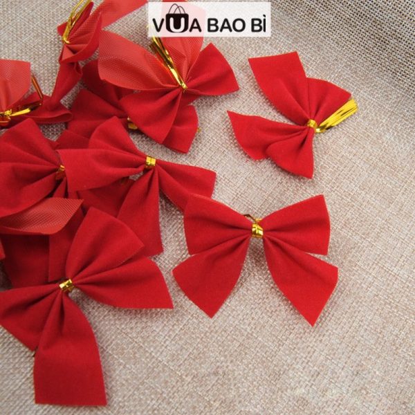 Túi 12 nơ nhũ 6cm trang trí (đỏ, bạc, vàng)