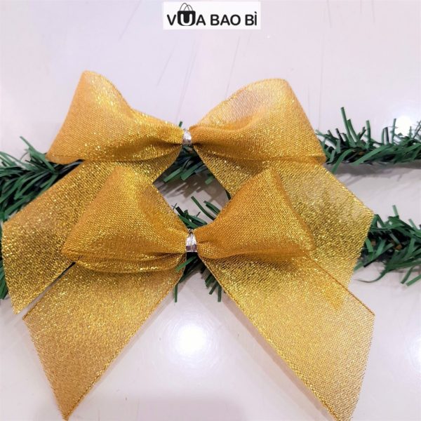 Nơ nhũ kim tuyến trang trí Giáng sinh 10cm