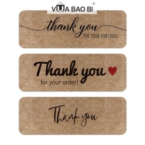 Cuộn 120 tem Thank you kraft chữ nhật TE29