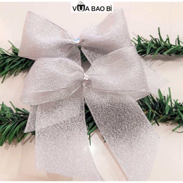 Nơ nhũ kim tuyến trang trí Giáng sinh 10cm