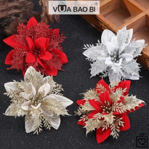 Hoa kim tuyến lưới nhũ trang trí Giáng sinh