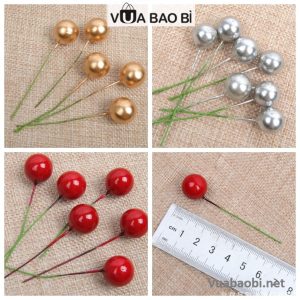 Quả cherry nhân tạo trang trí cây thông (túi 10 quả)
