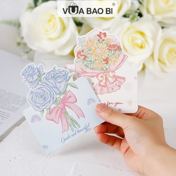 Thiệp chúc mừng mini 7×9cm nhiều mẫu - Bó hoa romantic