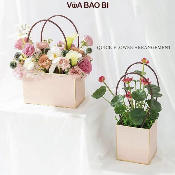 Hộp cắm hoa dáng giỏ xách tay H26