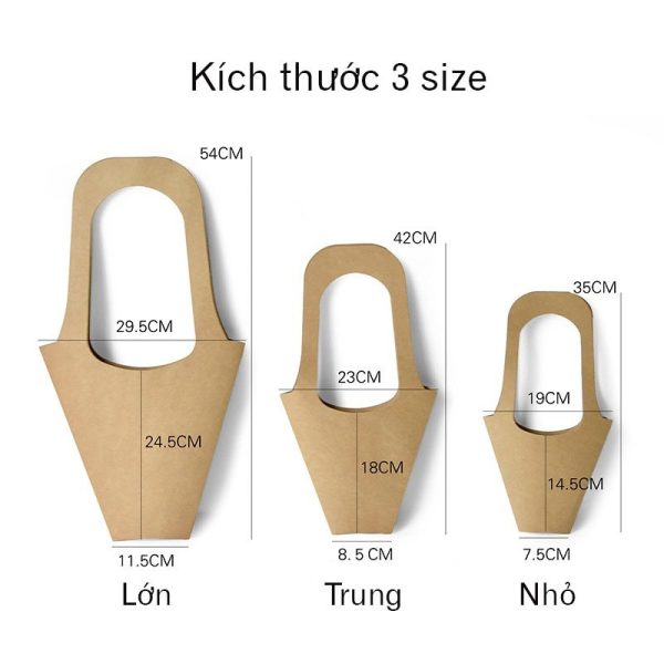Túi kraft đựng hoa dáng ốc quế quai cầm H34