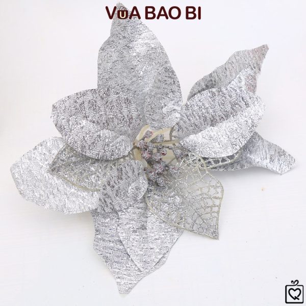 Hoa trạng nguyên kim tuyến trang trí Giáng sinh 22cm