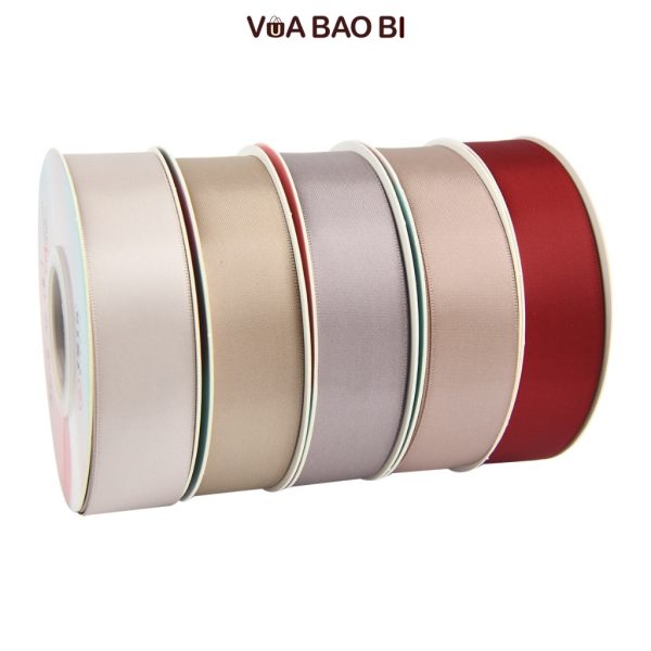 Ruy băng lụa pastel cao cấp bản 2,5cm cuộn 18m RB06
