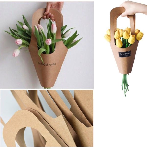 Túi kraft đựng hoa dáng ốc quế quai cầm H34