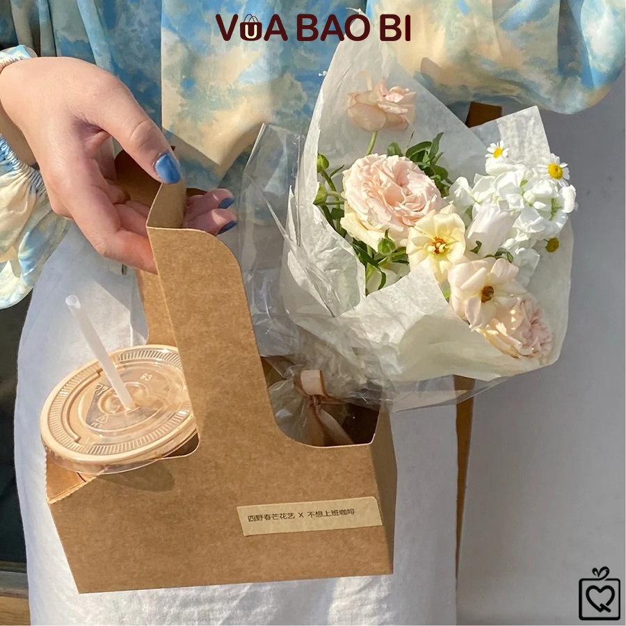 Hộp kraft take away đựng đồ uống H14